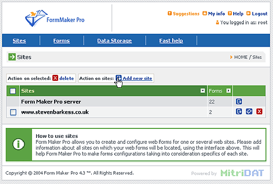 Form Maker Pro Site Management