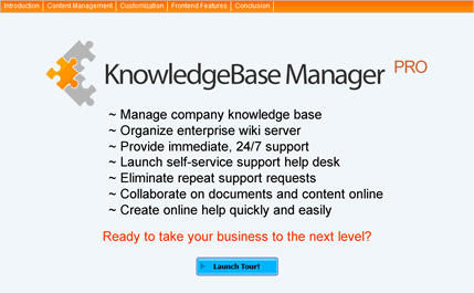 Take the KnowledgeBase Manager Pro Video Tour Take the KnowledgeBase Manager Pro Video Tour
